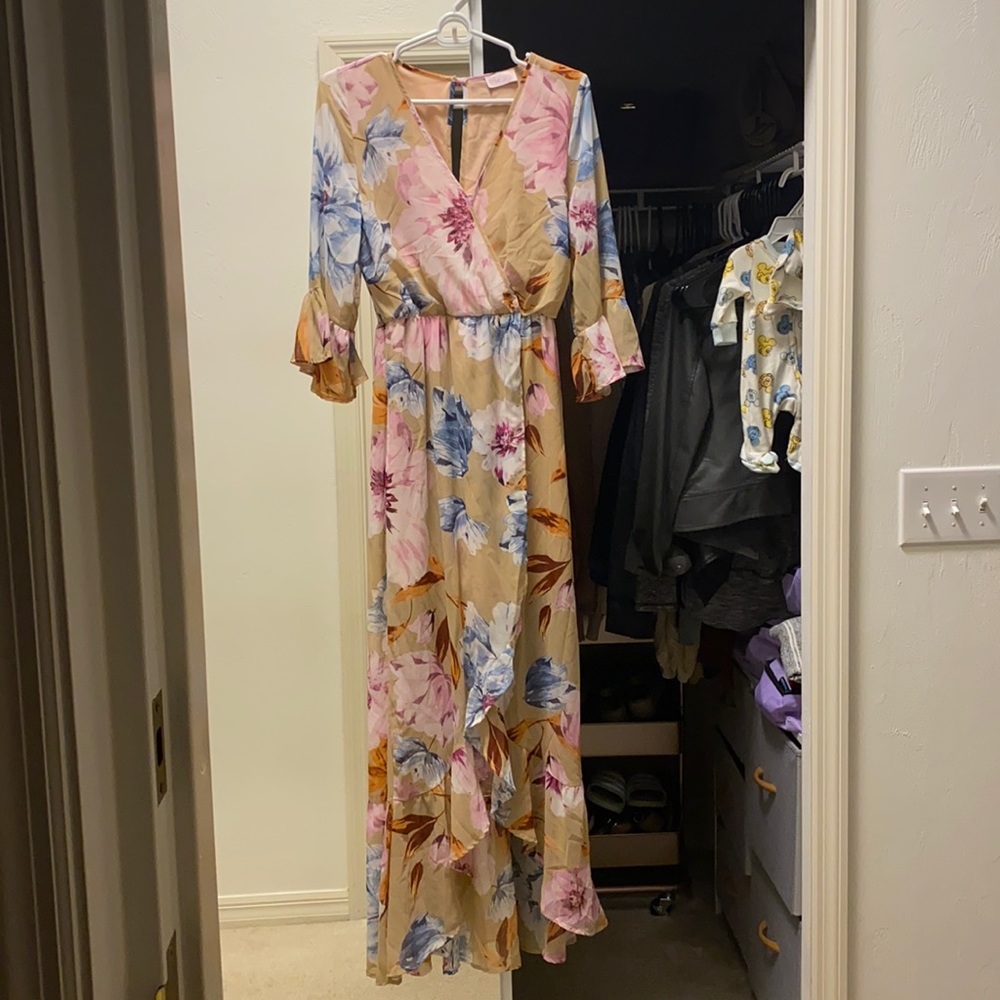 New Pink Lily Heart Full of Wonder Maxi Dress- S